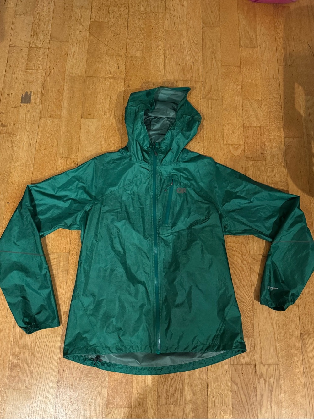 Outdoor Research Helium Womens Rain Jacket packable Green Medium